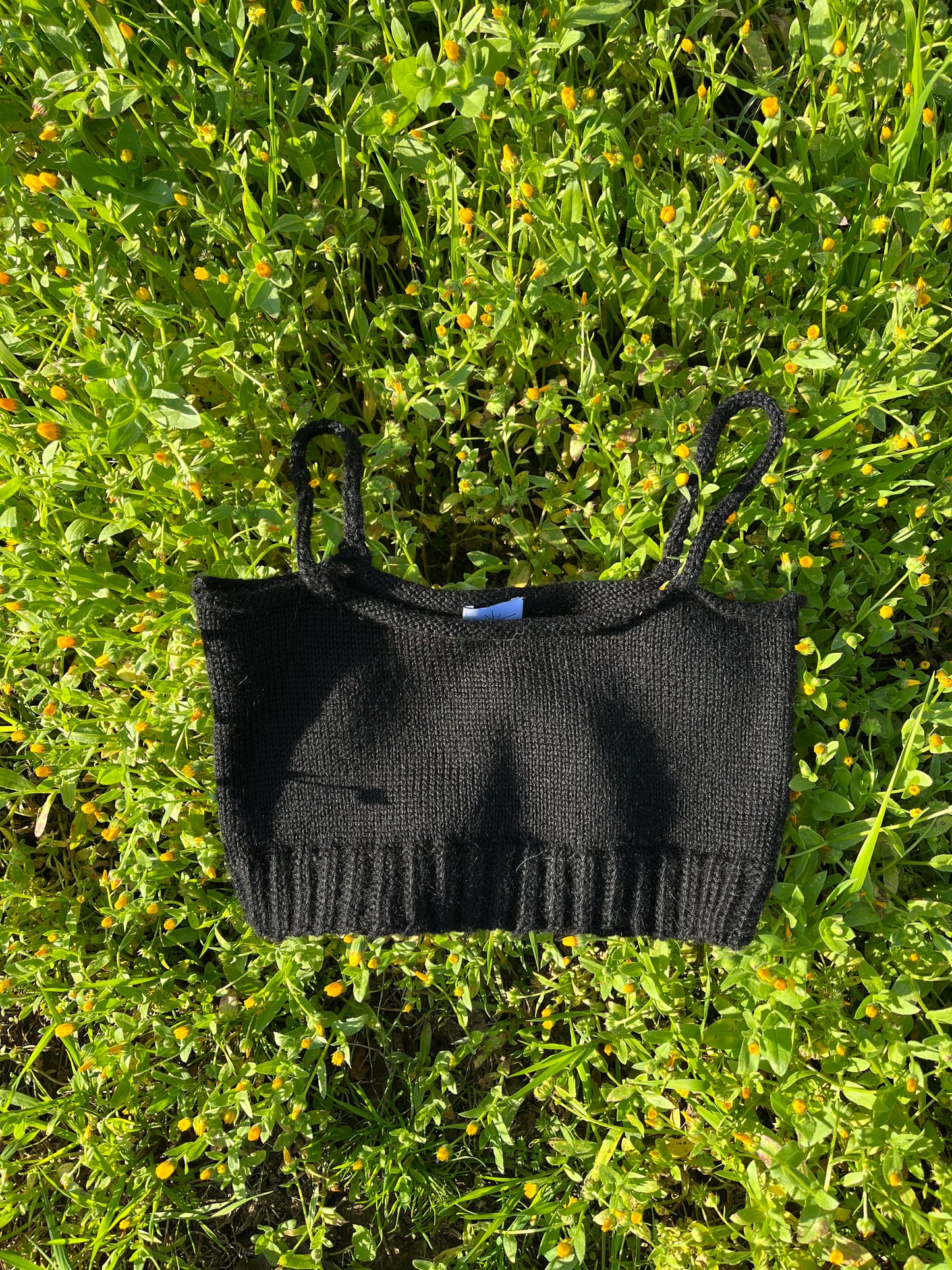 100% Alpaca Wool Hand Knit Top, Black